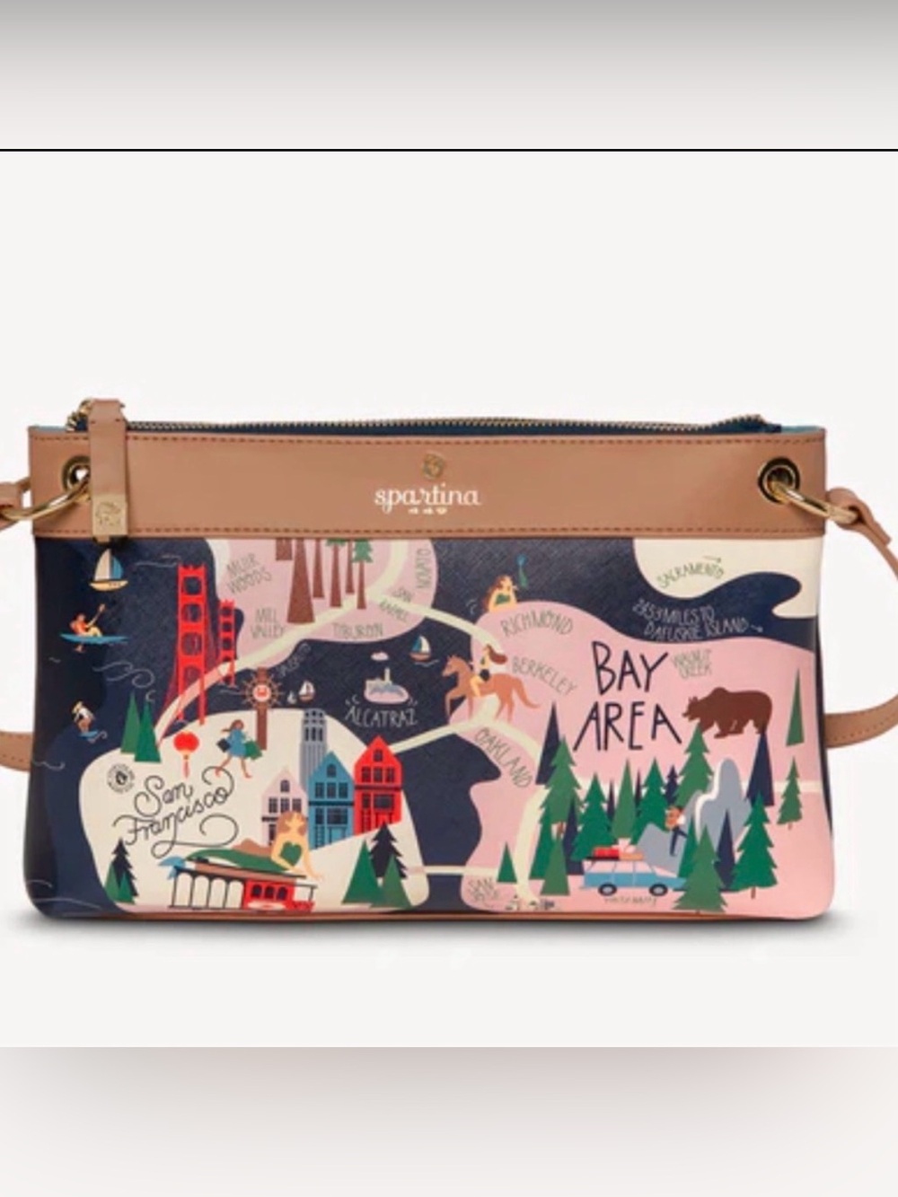 Spartina 449 - Bay Area Crossbody Bag - Navy and Tan - LIKE NEW